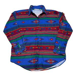 Vintage Aztec Western 80s 90s‎ Red River Multicolor Button Up Shirt Adult Medium